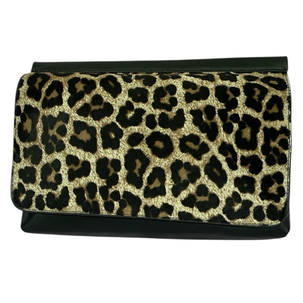 Massimo Dutti animal print leather clutch